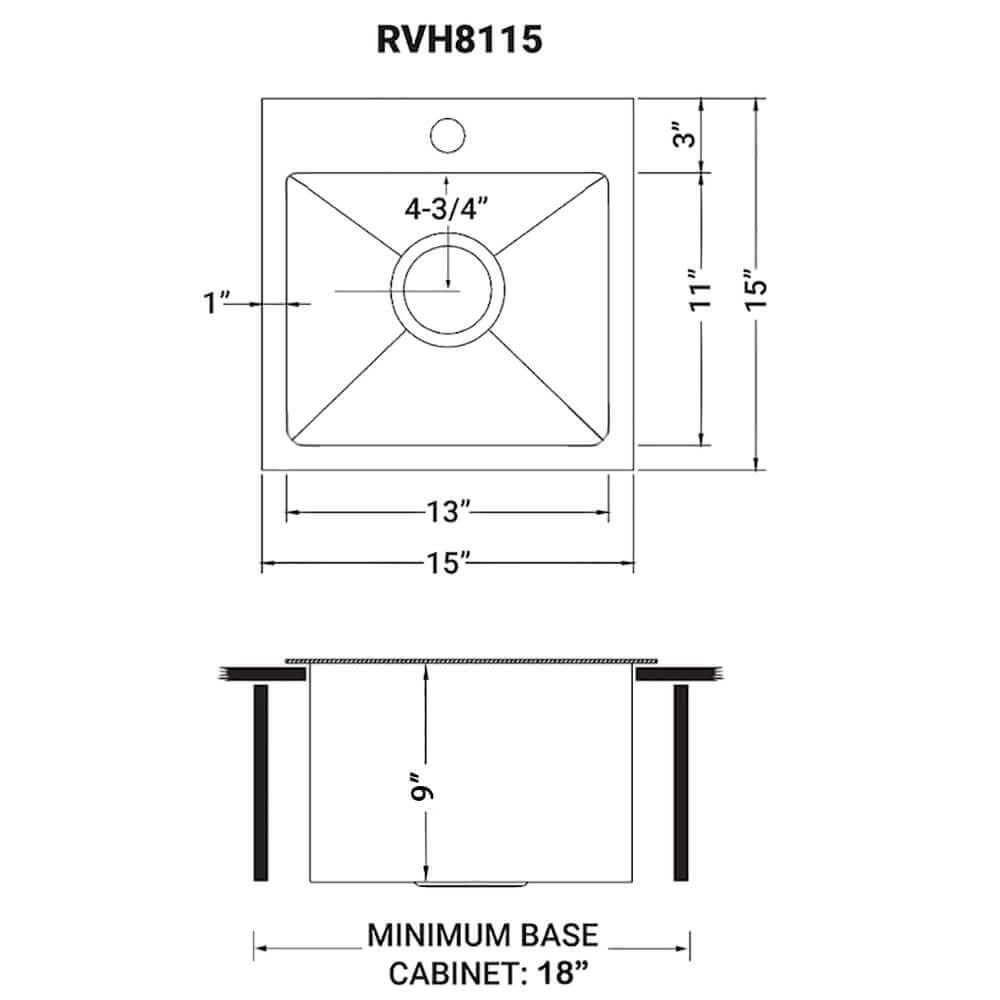 Ruvati 15" Terraza Nano-PVD Bar Prep Sink Drop-In - RVH8115