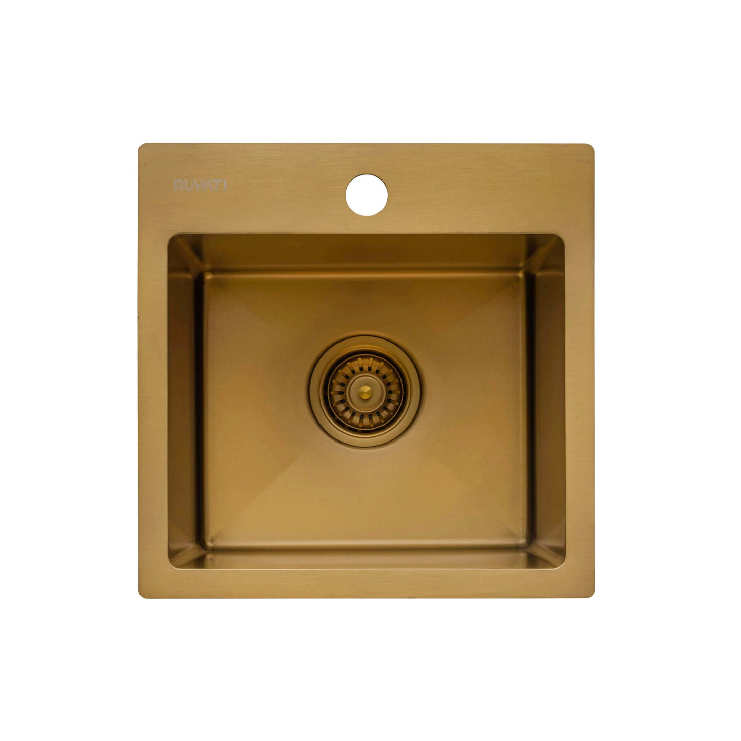 Ruvati 15" Terraza Nano-PVD Bar Prep Sink Drop-In - RVH8115 in Matte Gold finish for stylish kitchen upgrades.