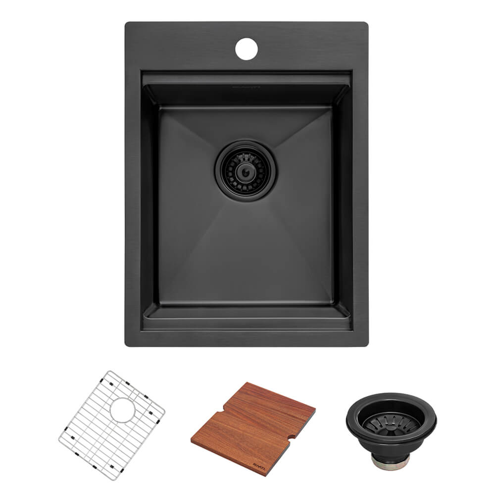 Ruvati 15" x 20" Giana Nano-PVD Workstation Bar Sink Drop-In - RVH8210