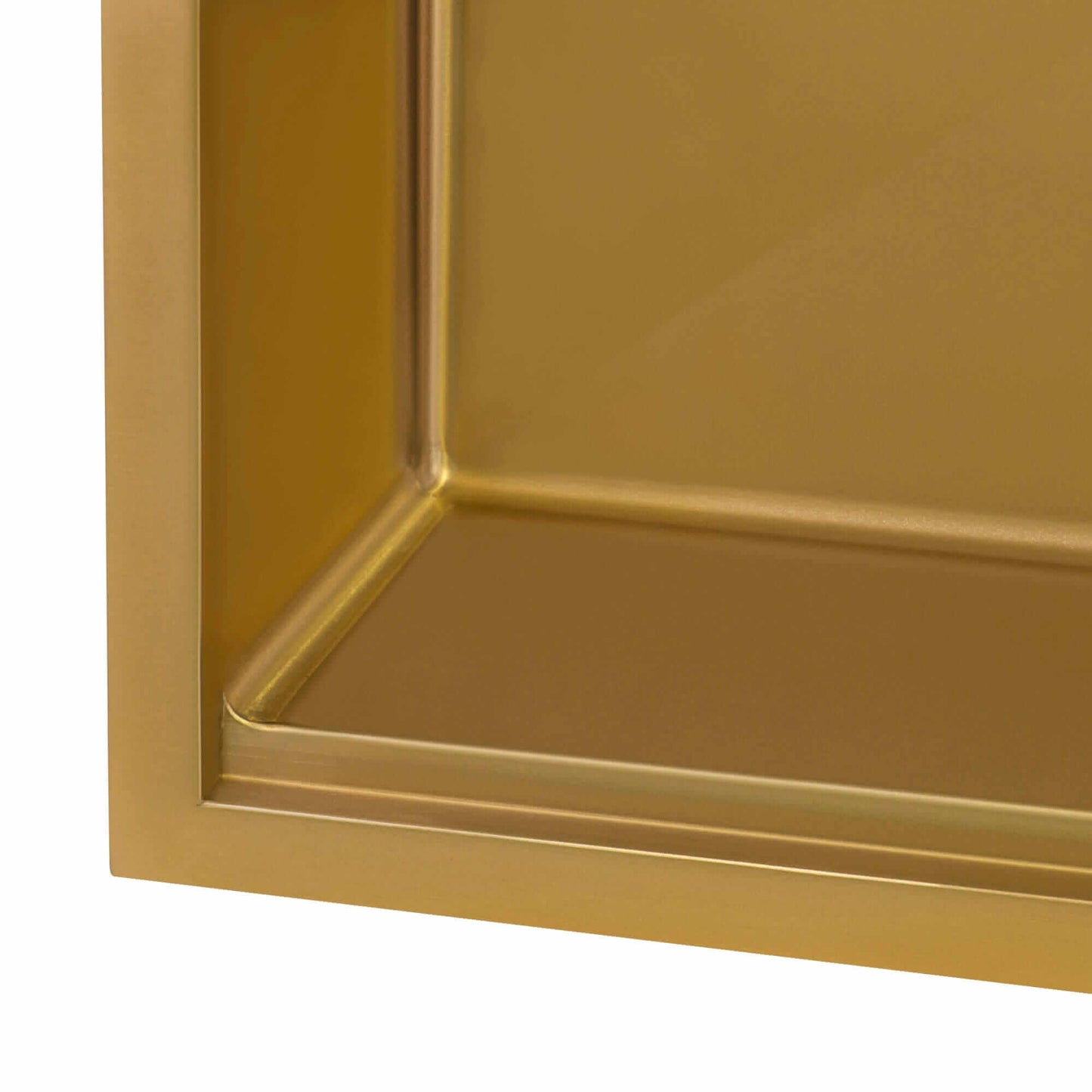 Ruvati 15" x 20" Giana Nano-PVD Workstation Bar Sink Drop-In - RVH8210 close-up of the golden interior finish
