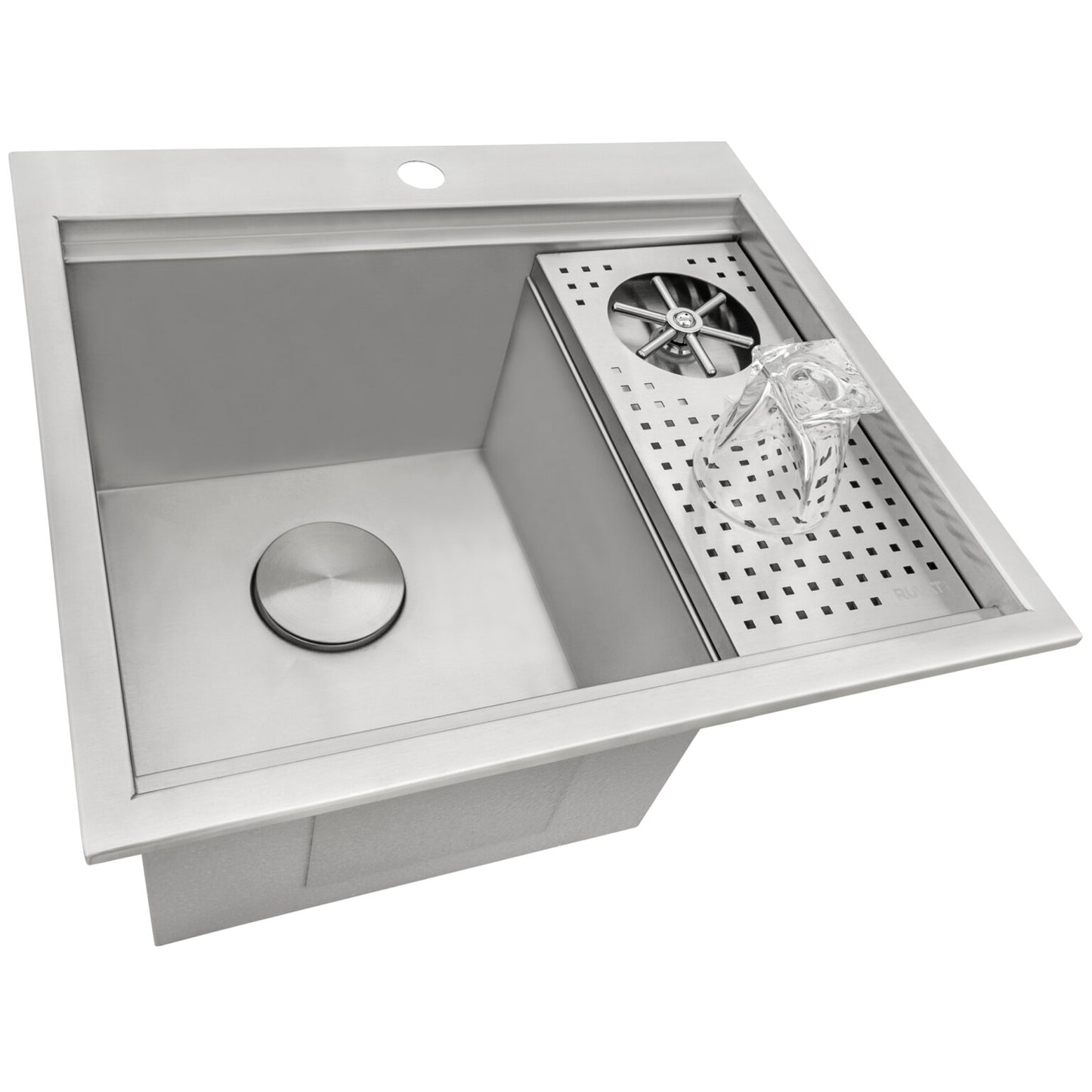 Ruvati Glass Rinser Sink 22 inch Workstation for Wet Bar Bottle Washer Drop in Topmount - RVH8262ST