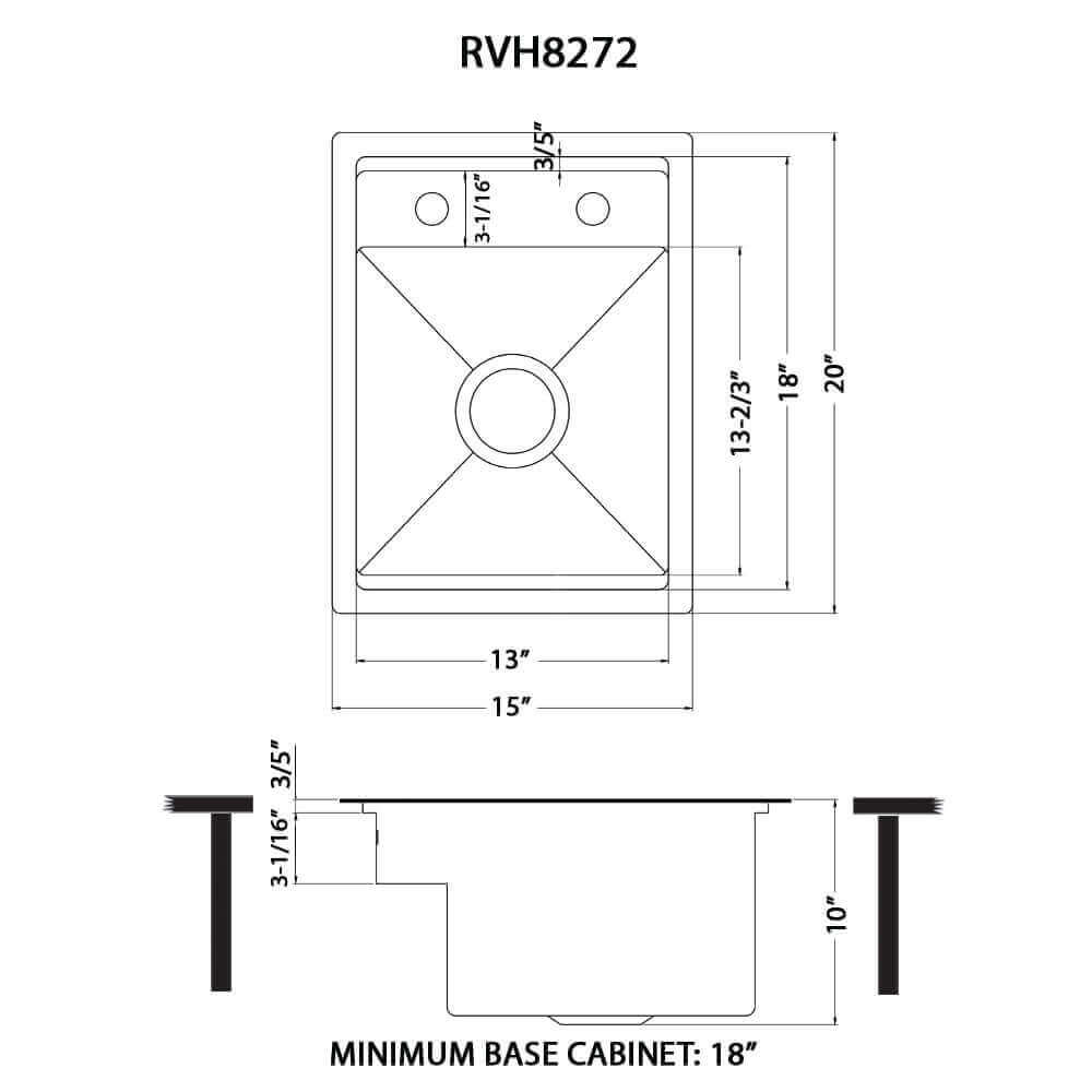 Ruvati 20" Vienna RV Sink with Concealed Faucet - RVH8272