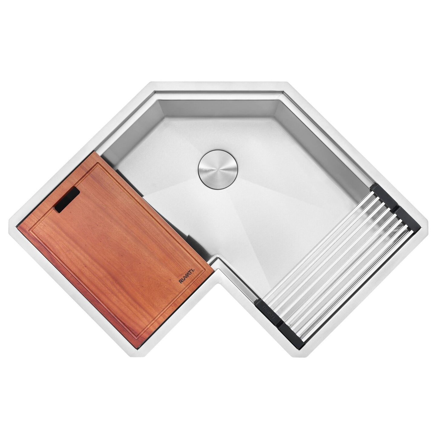 Ruvati 32" Roma Pro Corner Workstation Kitchen Sink - RVH8410ST