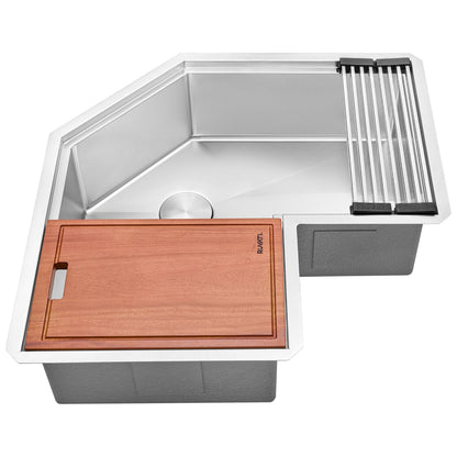 Ruvati 32" Roma Pro Corner Workstation Kitchen Sink - RVH8410ST