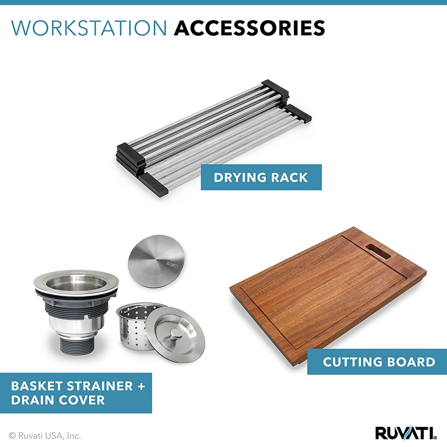 Ruvati 32" Roma Pro Corner Workstation Kitchen Sink - RVH8410ST