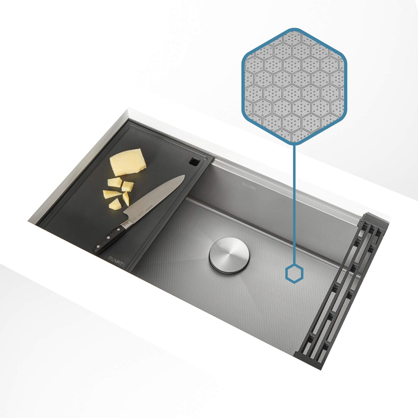 Ruvati 30" Roma Hex LedgeFit® Workstation Kitchen Sink - RVH8630