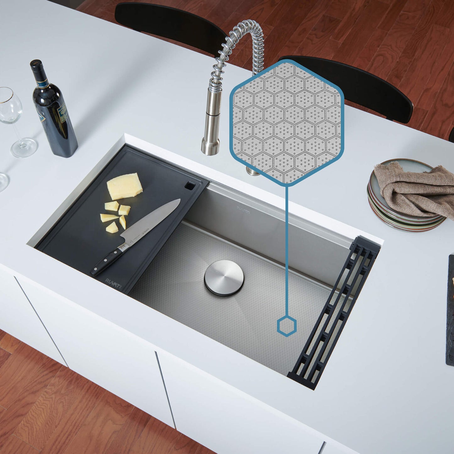 Ruvati 30" Roma Hex LedgeFit® Workstation Kitchen Sink - RVH8630