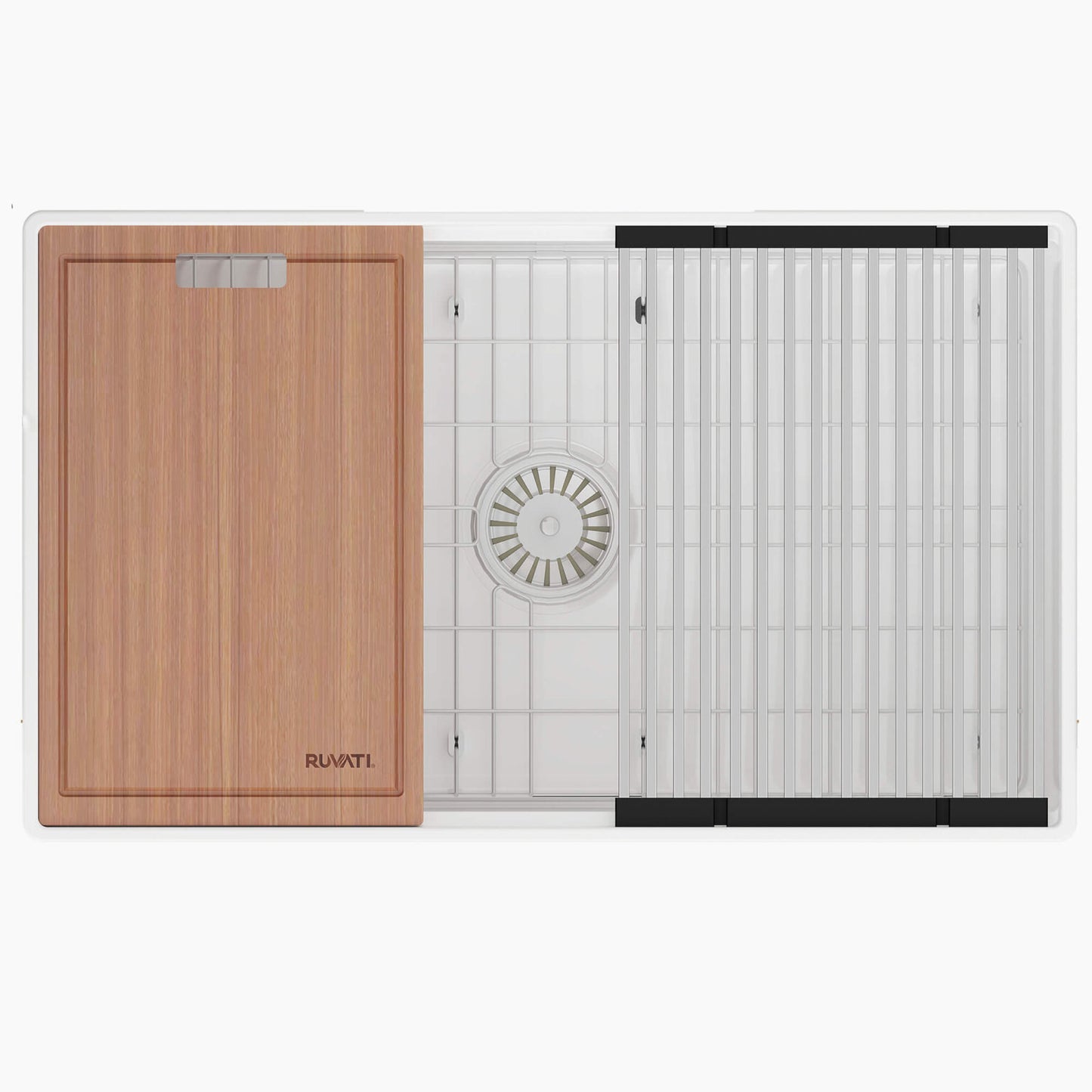 Ruvati 30" Fireclay Workstation Farmhouse Kitchen Sink White - RVL2182WH