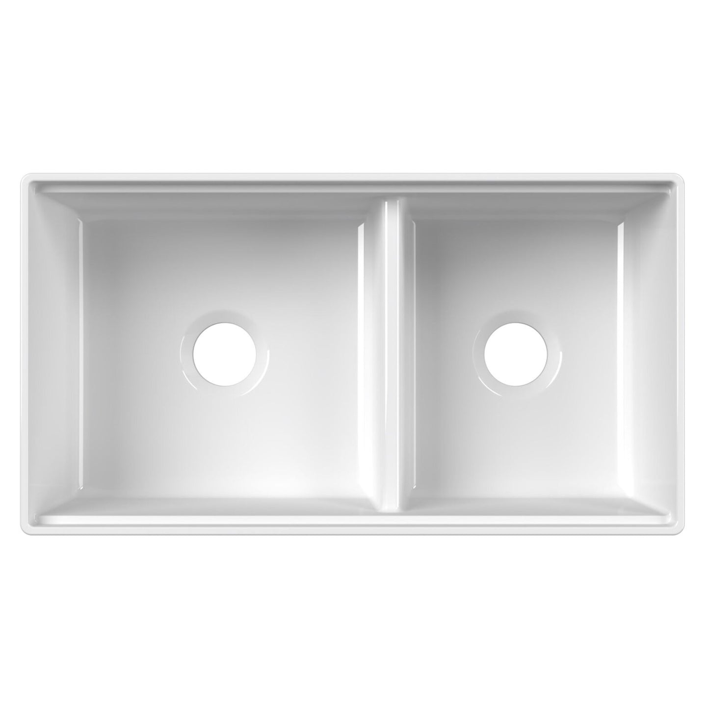 Ruvati 33" Fireclay Workstation Farmhouse Kitchen Sink Double Bowl White - RVL2382WH