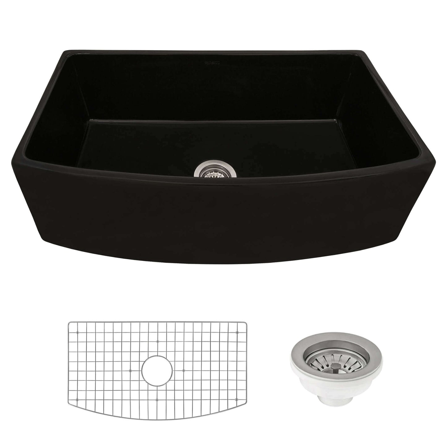 Ruvati 33" Fireclay Bow Front Farmhouse Kitchen Sink - RVL2398
