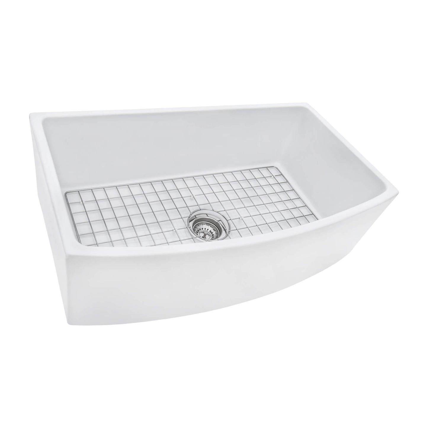 Ruvati 33" Fireclay Bow Front Farmhouse Kitchen Sink - RVL2398