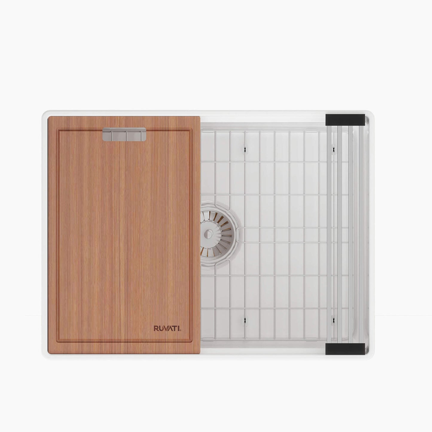 Ruvati 24" Fireclay Workstation Farmhouse Kitchen Sink White - RVL2484WH