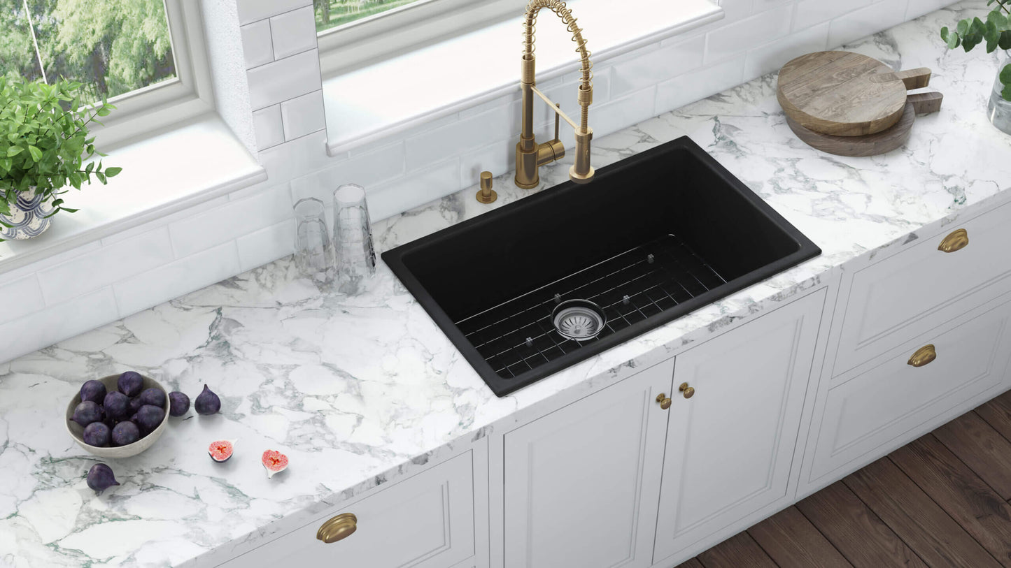 Ruvati 27" Fireclay Dual-Mount Kitchen Sink Single Bowl - RVL2707