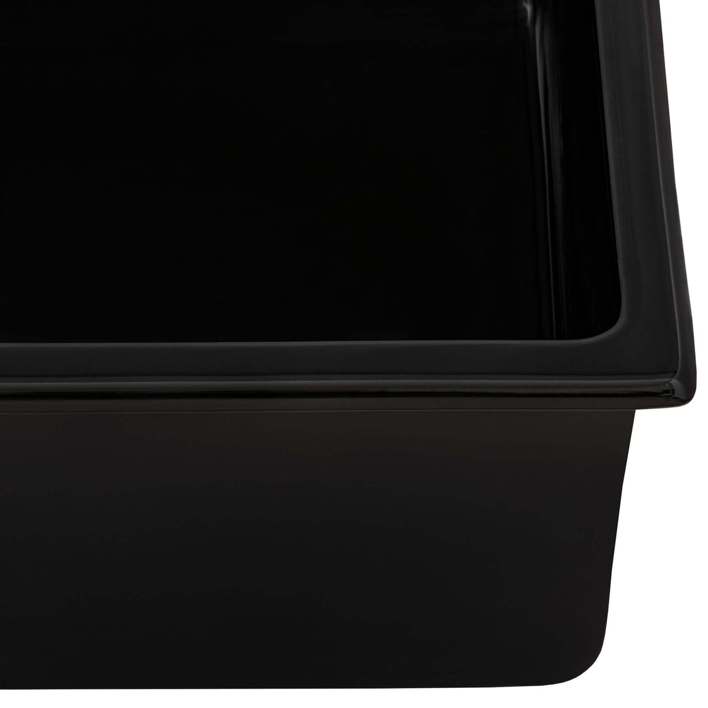 Ruvati 27" Fireclay Dual-Mount Kitchen Sink Single Bowl - RVL2707 close-up of black fireclay interior
