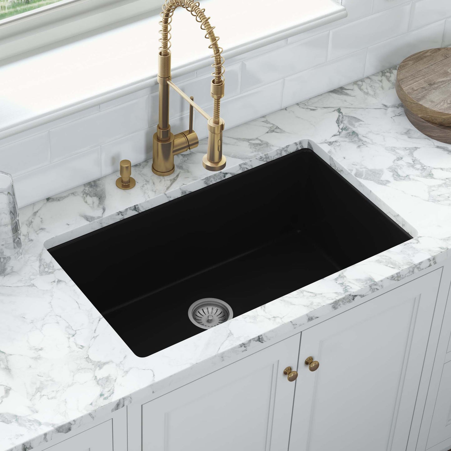 Ruvati 27" Fireclay Dual-Mount Kitchen Sink Single Bowl - RVL2707