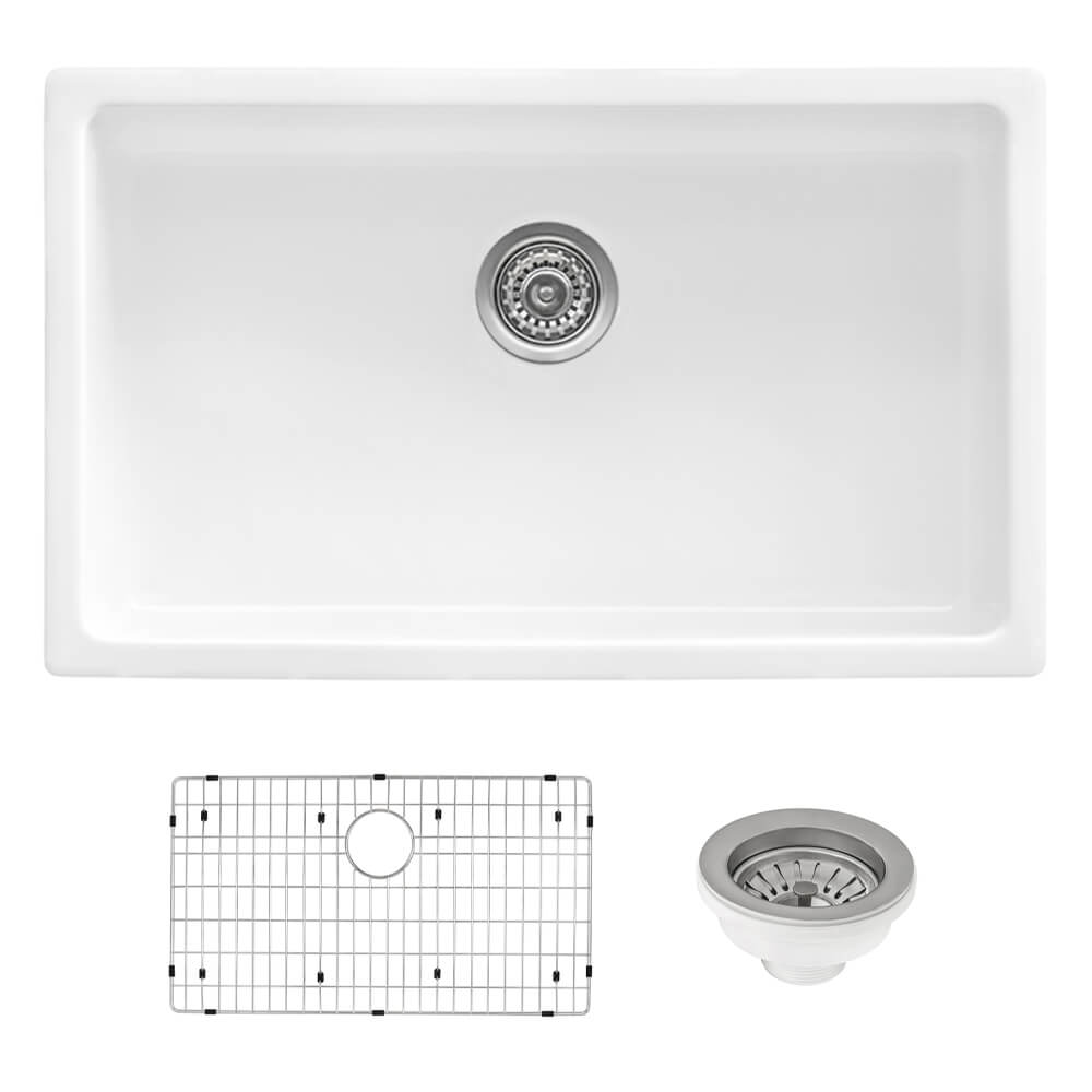 Ruvati 27" Fireclay Dual-Mount Kitchen Sink Single Bowl - RVL2707