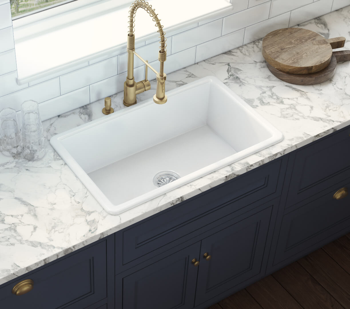 Ruvati 27" Fireclay Dual-Mount Kitchen Sink Single Bowl - RVL2707
