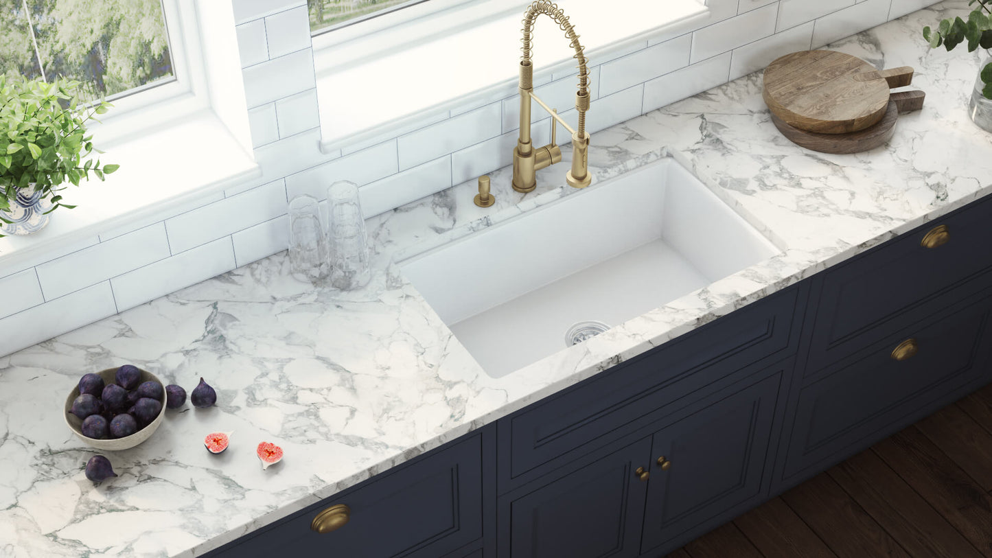 Ruvati 27" Fireclay Dual-Mount Kitchen Sink Single Bowl - RVL2707