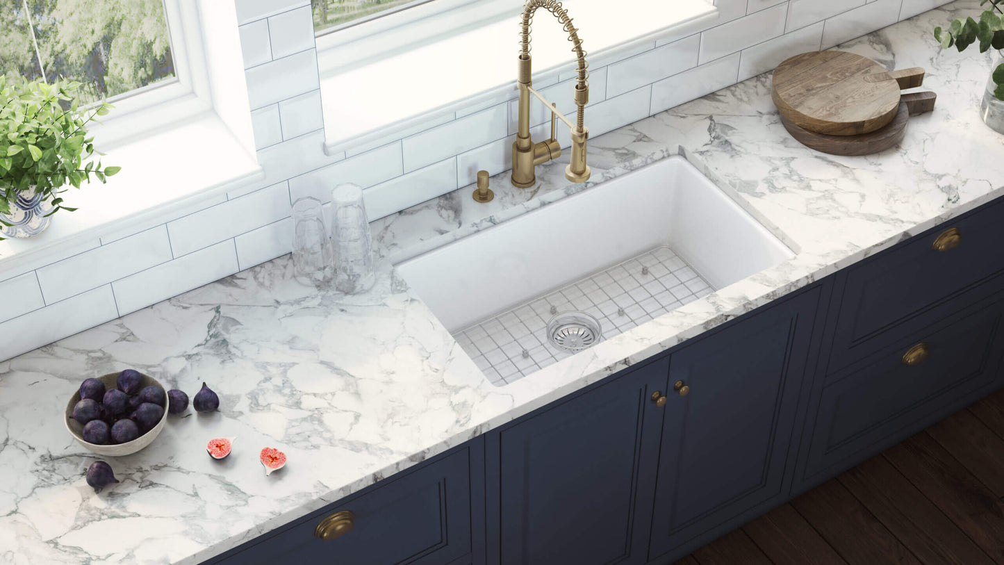 Ruvati 27" Fireclay Dual-Mount Kitchen Sink Single Bowl - RVL2707