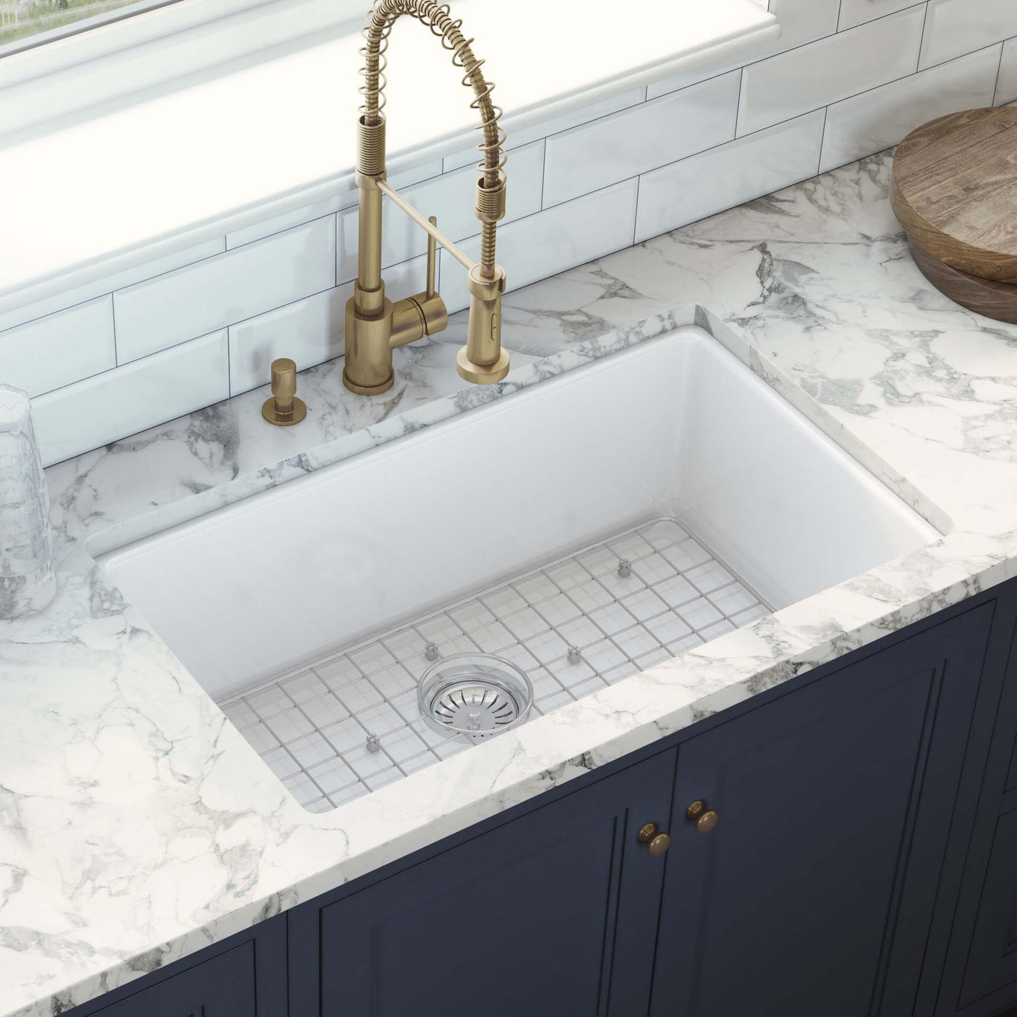 Ruvati 27" Fireclay Dual-Mount Kitchen Sink Single Bowl - RVL2707