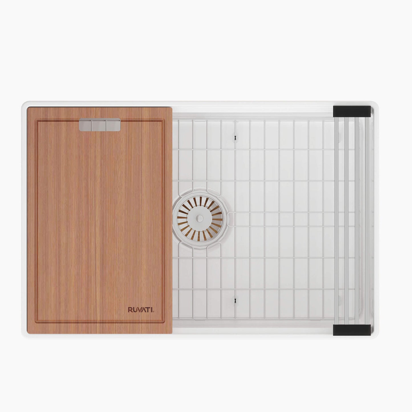 Ruvati 27" Fireclay Workstation Farmhouse Kitchen Sink White - RVL2781WH