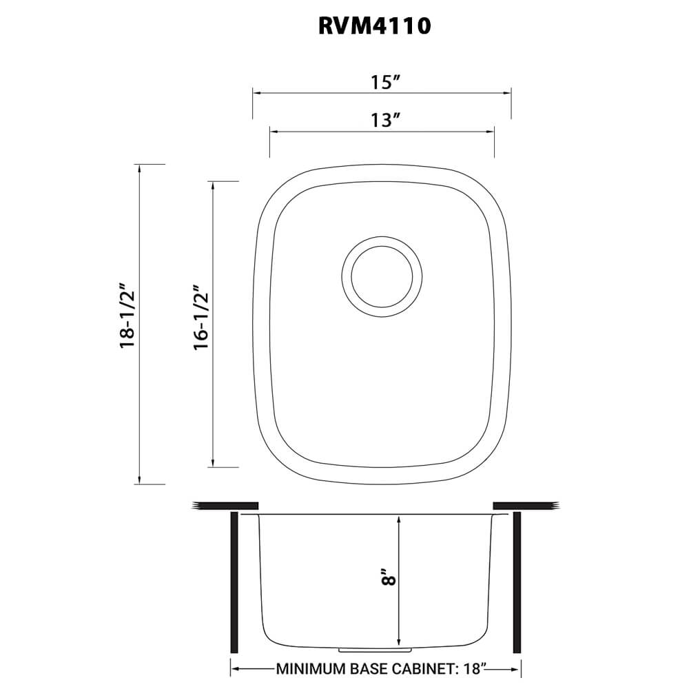 Ruvati 15" Undermount Bar Prep Sink Single Bowl - RVM4110