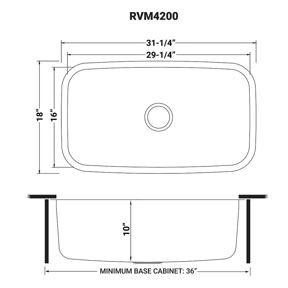 Ruvati 32" Undermount Kitchen Sink Single Bowl - RVM4200