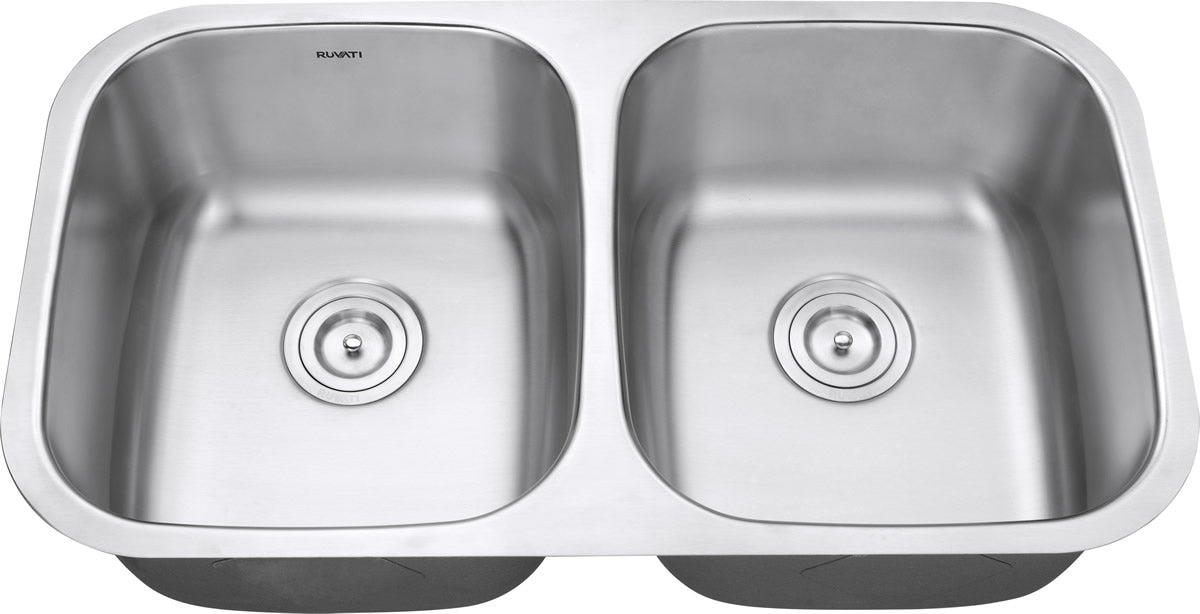 Ruvati 32" Undermount Kitchen Sink 50/50 Double Bowl - RVM4300