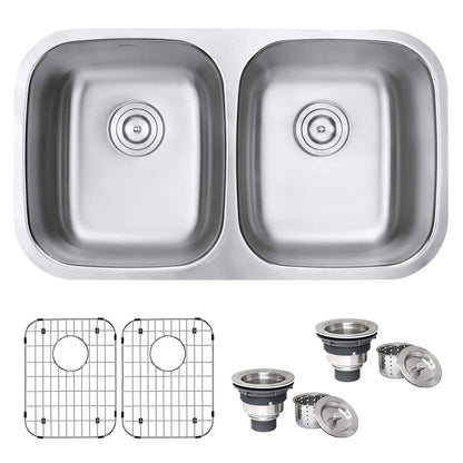 Ruvati 32" Undermount Kitchen Sink 50/50 Double Bowl - RVM4300