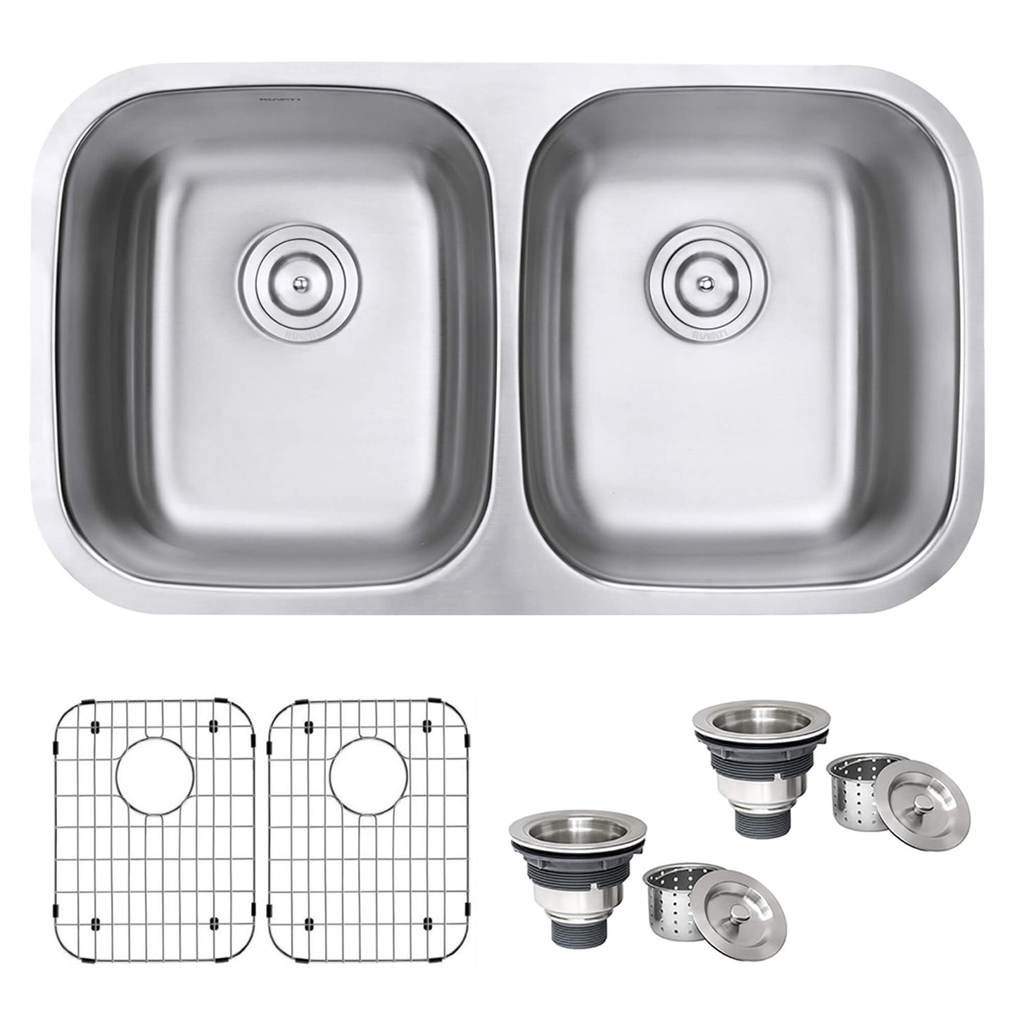 Ruvati 32" Undermount Kitchen Sink 50/50 Double Bowl - RVM4300