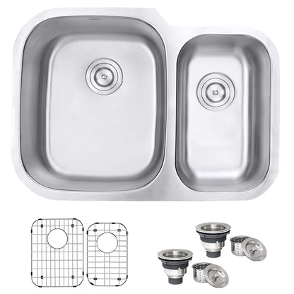 Ruvati 29" Undermount Kitchen Sink 60/40 Double Bowl - RVM4500