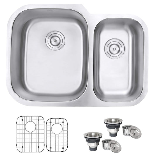Ruvati 29" Undermount Kitchen Sink 60/40 Double Bowl - RVM4500