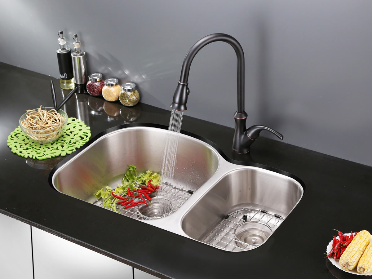 Ruvati 34" Undermount Kitchen Sink 60/40 Double Bowl - RVM4600