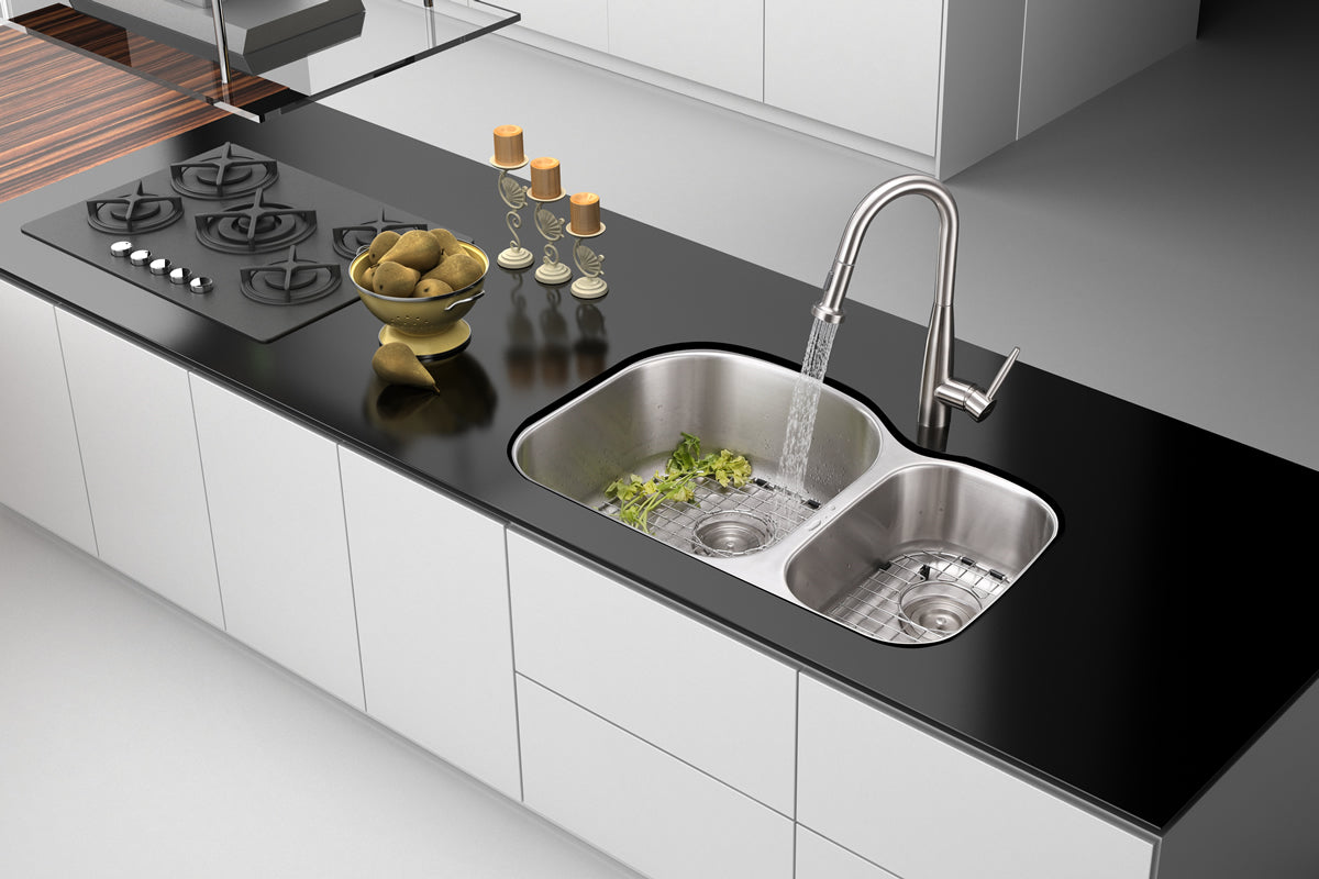 Ruvati 34" Undermount Kitchen Sink 60/40 Double Bowl - RVM4600