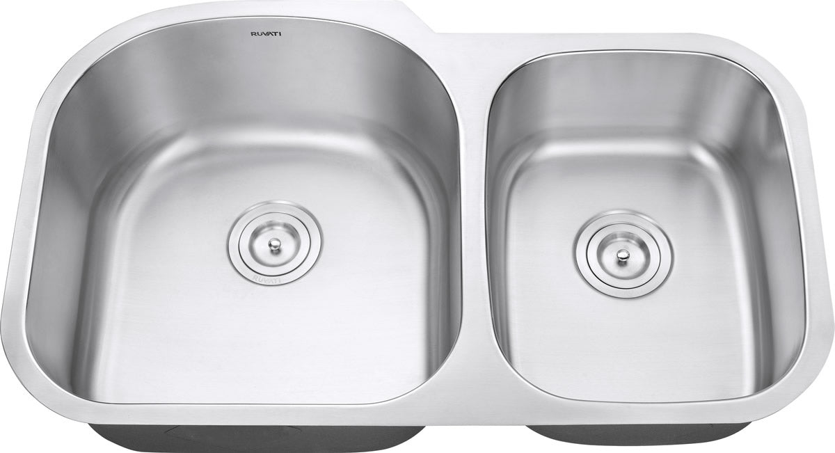 Ruvati 34" Undermount Kitchen Sink 60/40 Double Bowl - RVM4600