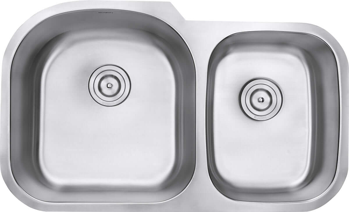 Ruvati 34" Undermount Kitchen Sink 60/40 Double Bowl - RVM4600 showing a stainless steel design.