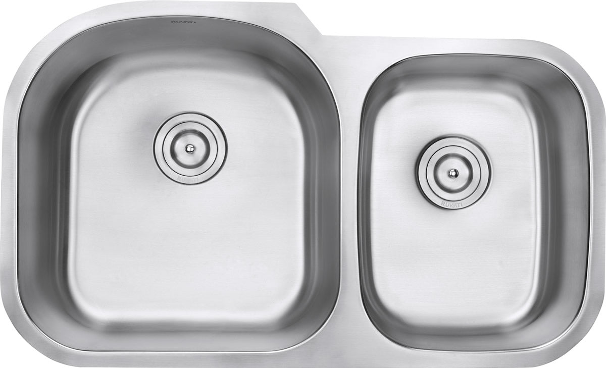 Ruvati 34" Undermount Kitchen Sink 60/40 Double Bowl - RVM4600