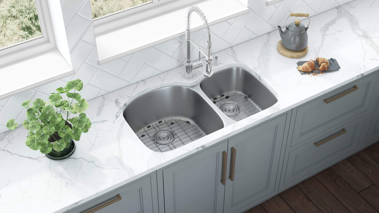 Ruvati 34" Undermount Kitchen Sink 60/40 Double Bowl - RVM4600