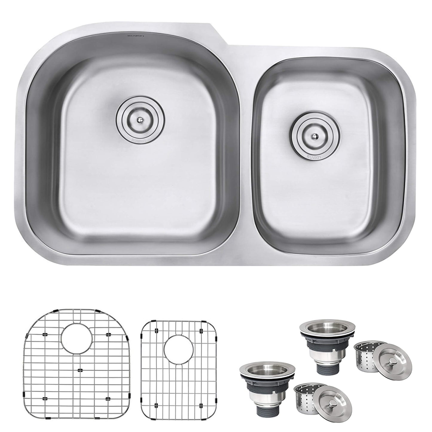 Ruvati 34" Undermount Kitchen Sink 60/40 Double Bowl - RVM4600