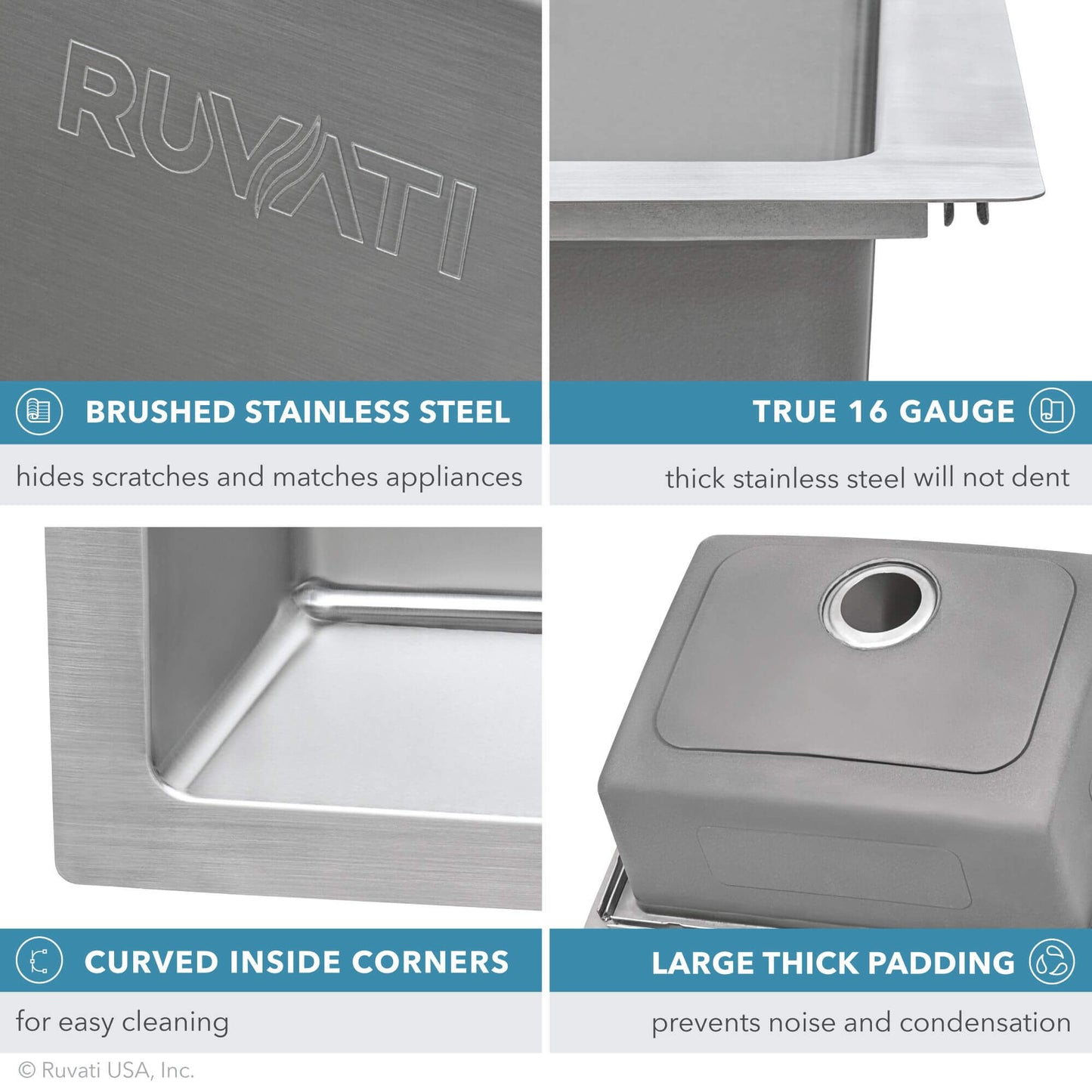 Ruvati 33" Topmount Kitchen Sink Single Bowl - RVM5001