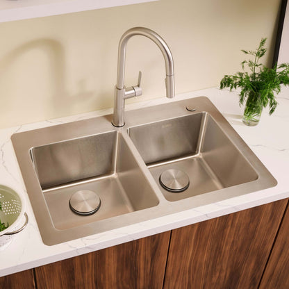 Ruvati 33" Topmount Kitchen Sink 50/50 Double Bowl - RVM5150
