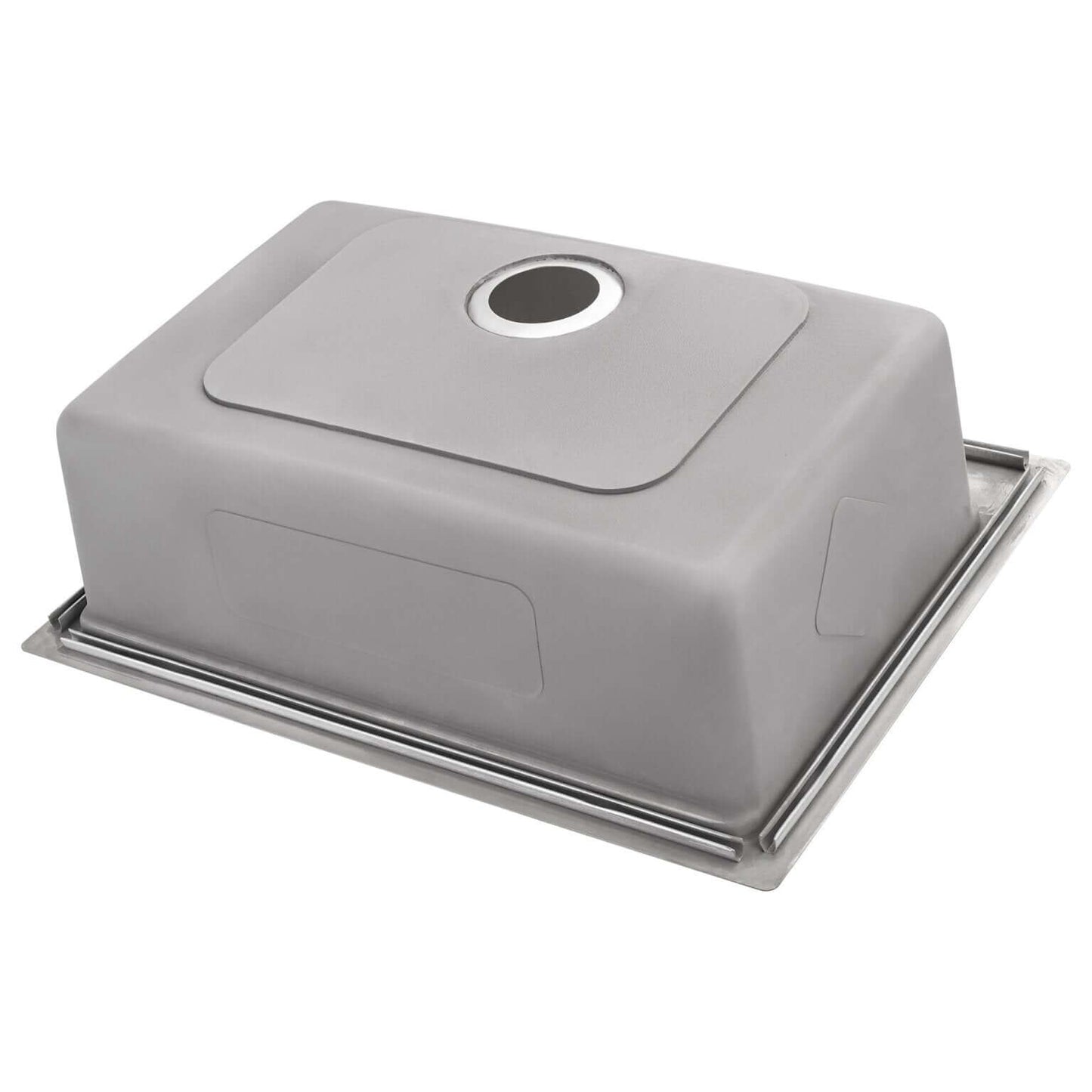 Ruvati 27" Undermount Workstation Kitchen Sink Single Bowl - RVM5227 in gray with stainless steel ledge.