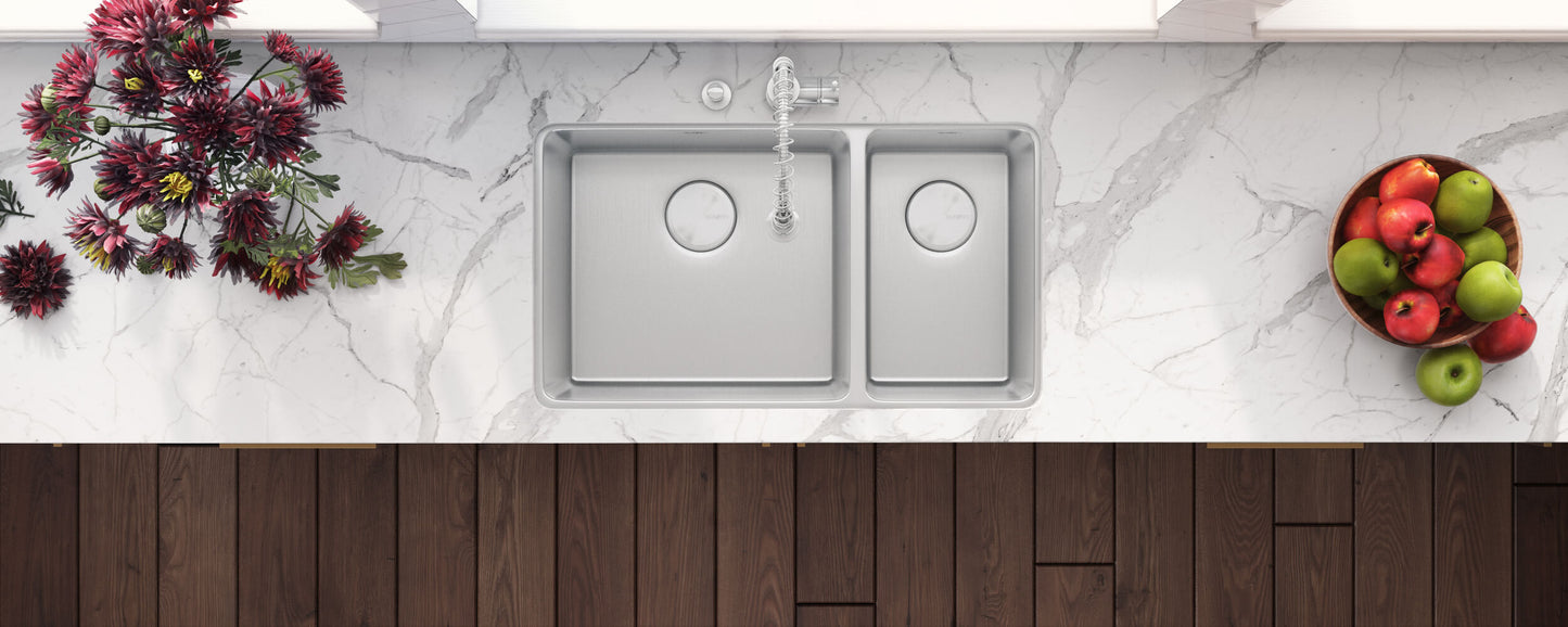 Ruvati 32" Undermount Kitchen Sink 70/30 Double Bowl - RVM5300
