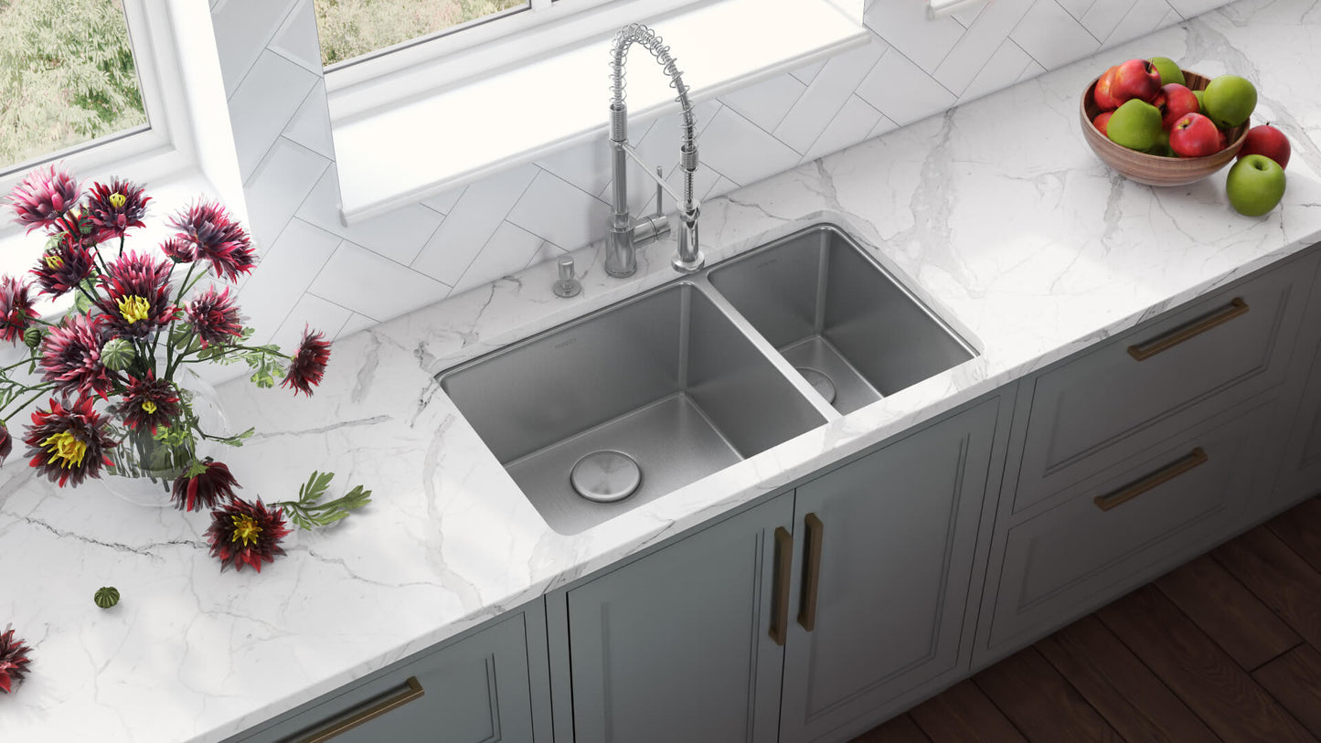 Ruvati 32" Undermount Kitchen Sink 70/30 Double Bowl - RVM5300