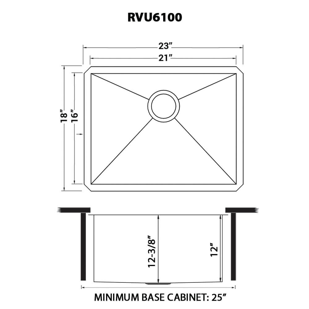 Ruvati 23" Deep Laundry Utility Sink Undermount - RVU6100