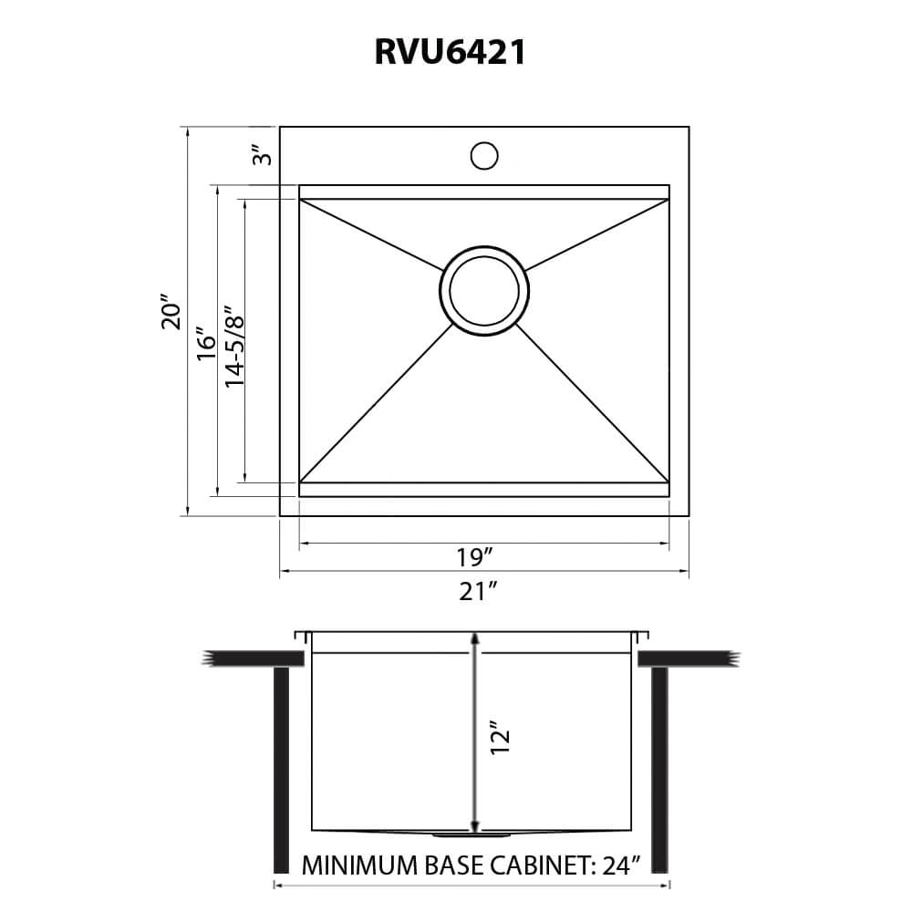 Ruvati 21" Deep Laundry Utility Workstation Sink Topmount - RVU6421