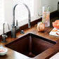 Thompson Rivera hand-hammered antique copper bar and prep sink KPU-1715HA, styled photo