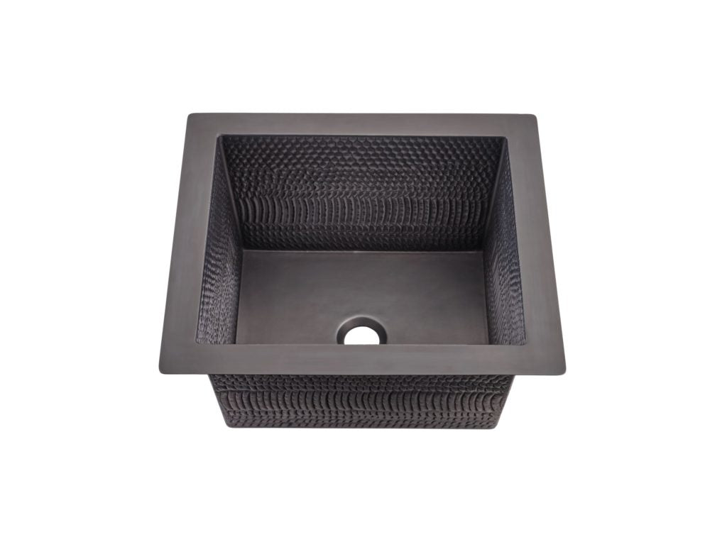 Thompson Rivera Culebra 17" Matte Black Snake Texture Bar/Prep Sink - KPU-1715MB-SNAKE