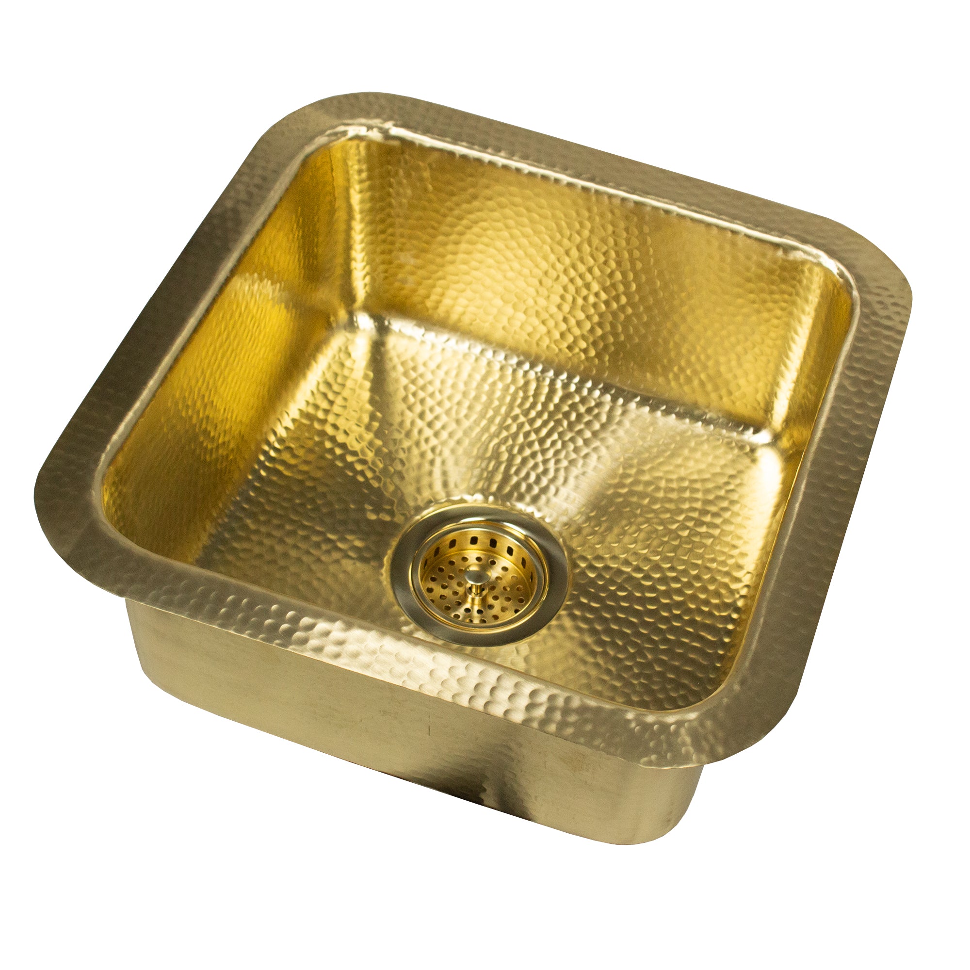Nantucket SQRB-7MF 16.625-inch hand-hammered matte brass square bar sink, view 5