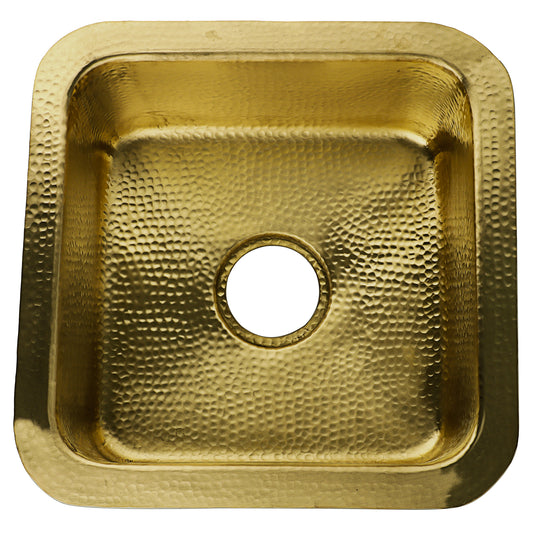 Nantucket SQRB-7MF 16.625-inch hand-hammered matte brass square bar sink